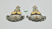 Two-Toned Oxidized Earrings With Ghnugroo Detailing - E1260