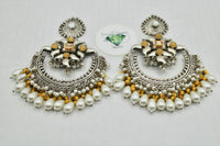 Monalisa and Kundan Oxidized Earrings - E1153