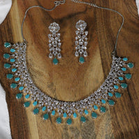 Two-Toned Cubic Zirconia Necklace Set - E798