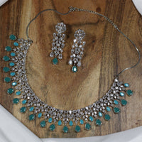 Two-Toned Cubic Zirconia Necklace Set - E798