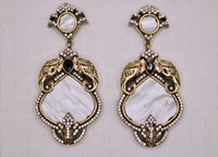 Oxidized Earrings With Mother Of Pearls - E1266