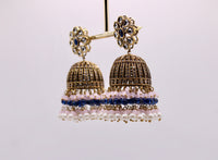 Oxidized Pachi Kundan Jhumkis - E1212