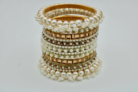 Sheesha Kundan and Faux Pearl Bangle and Kada Set - E1177