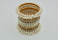 Sheesha Kundan and Faux Pearl Bangle and Kada Set - E1177