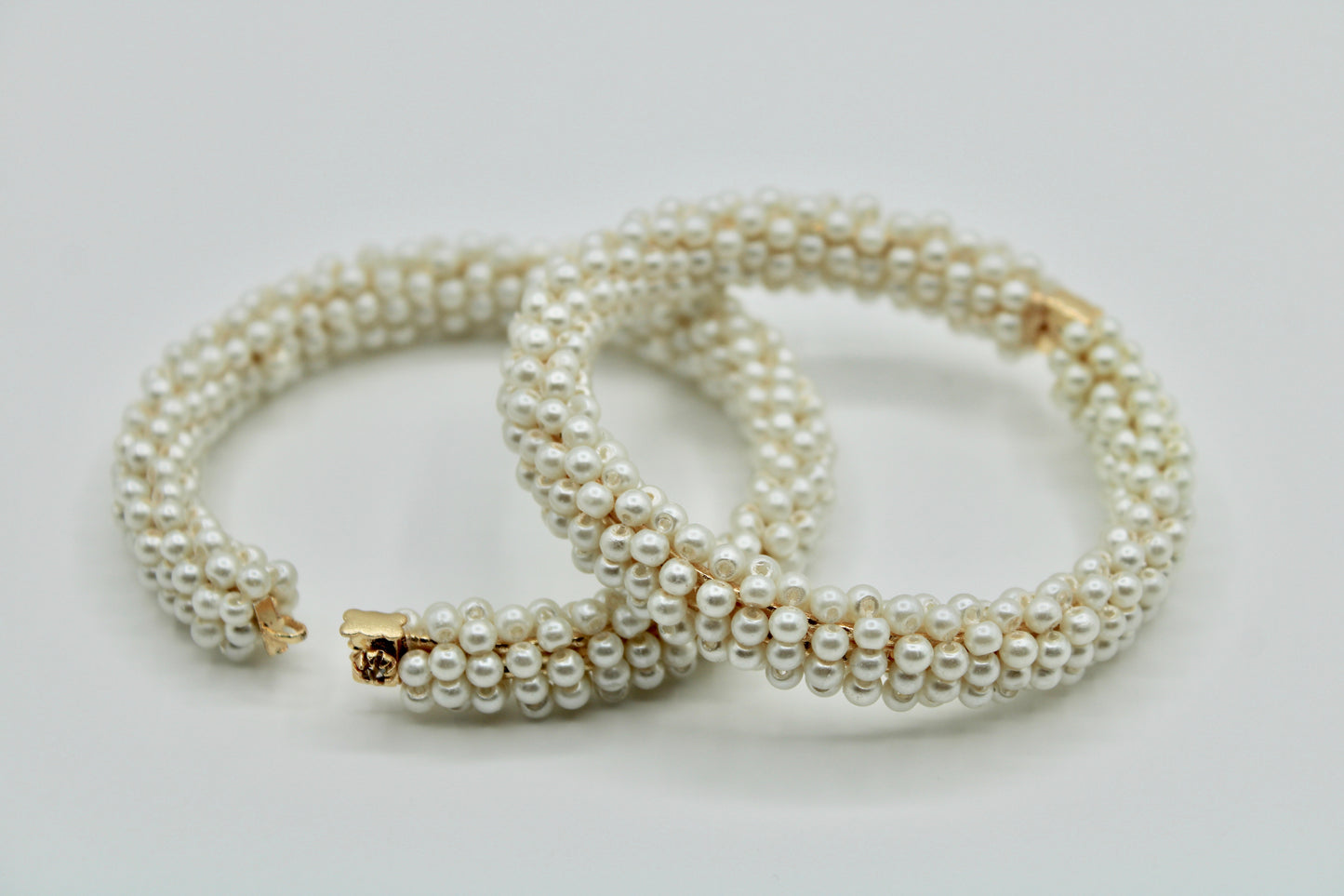 Faux Pearl Clasped Kada Pair - E1402