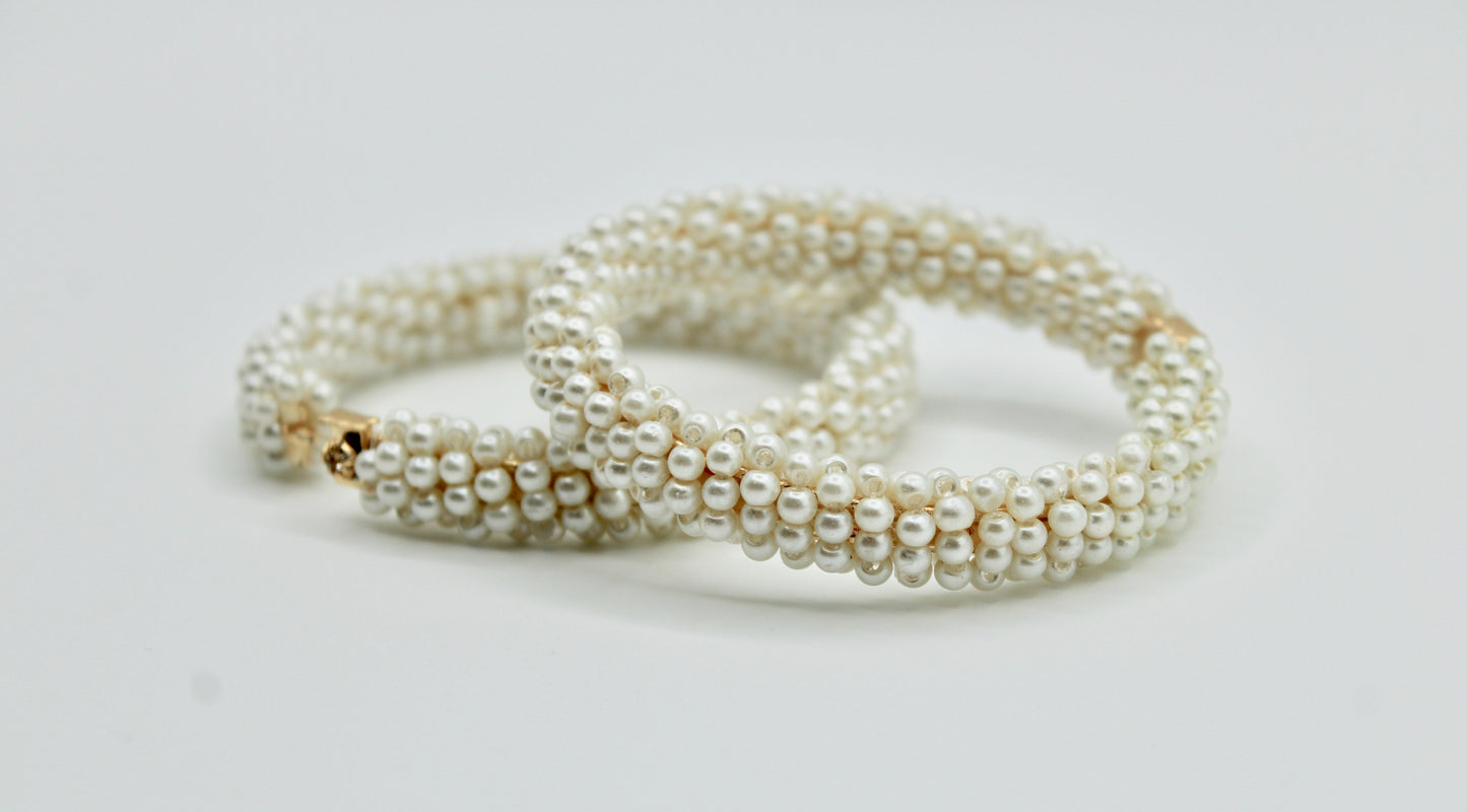 Faux Pearl Clasped Kada Pair - E1402