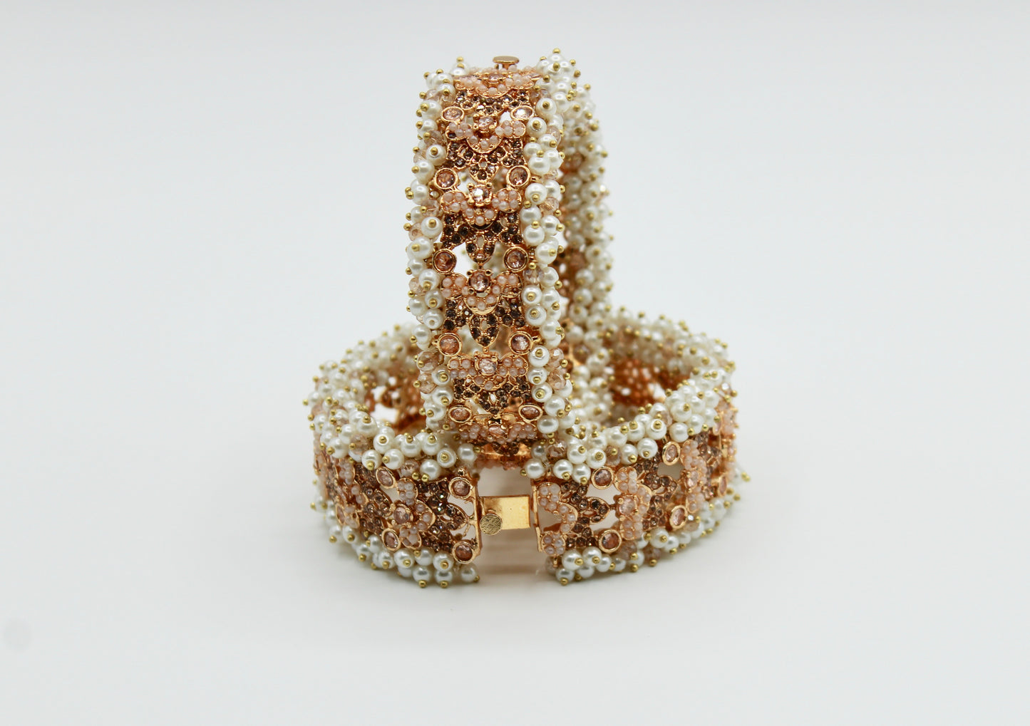 Faux Pearl and Cubic Zirconia Kada Set - E1219