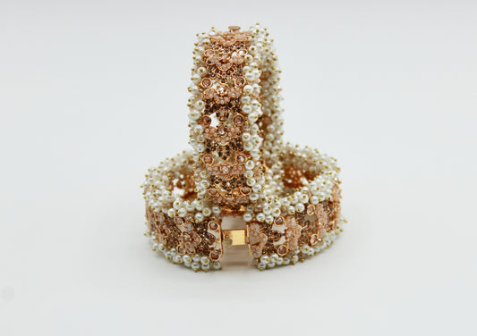Faux Pearl and Cubic Zirconia Kada Set - E1219