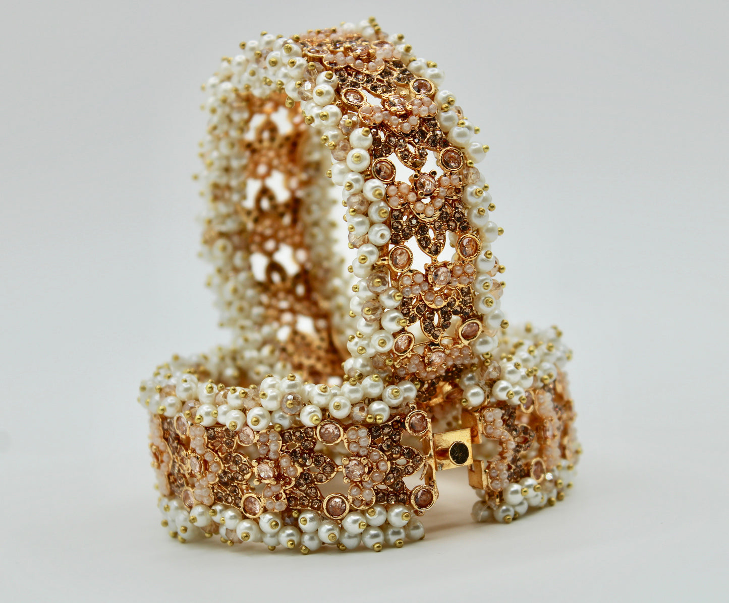 Faux Pearl and Cubic Zirconia Kada Set - E1219