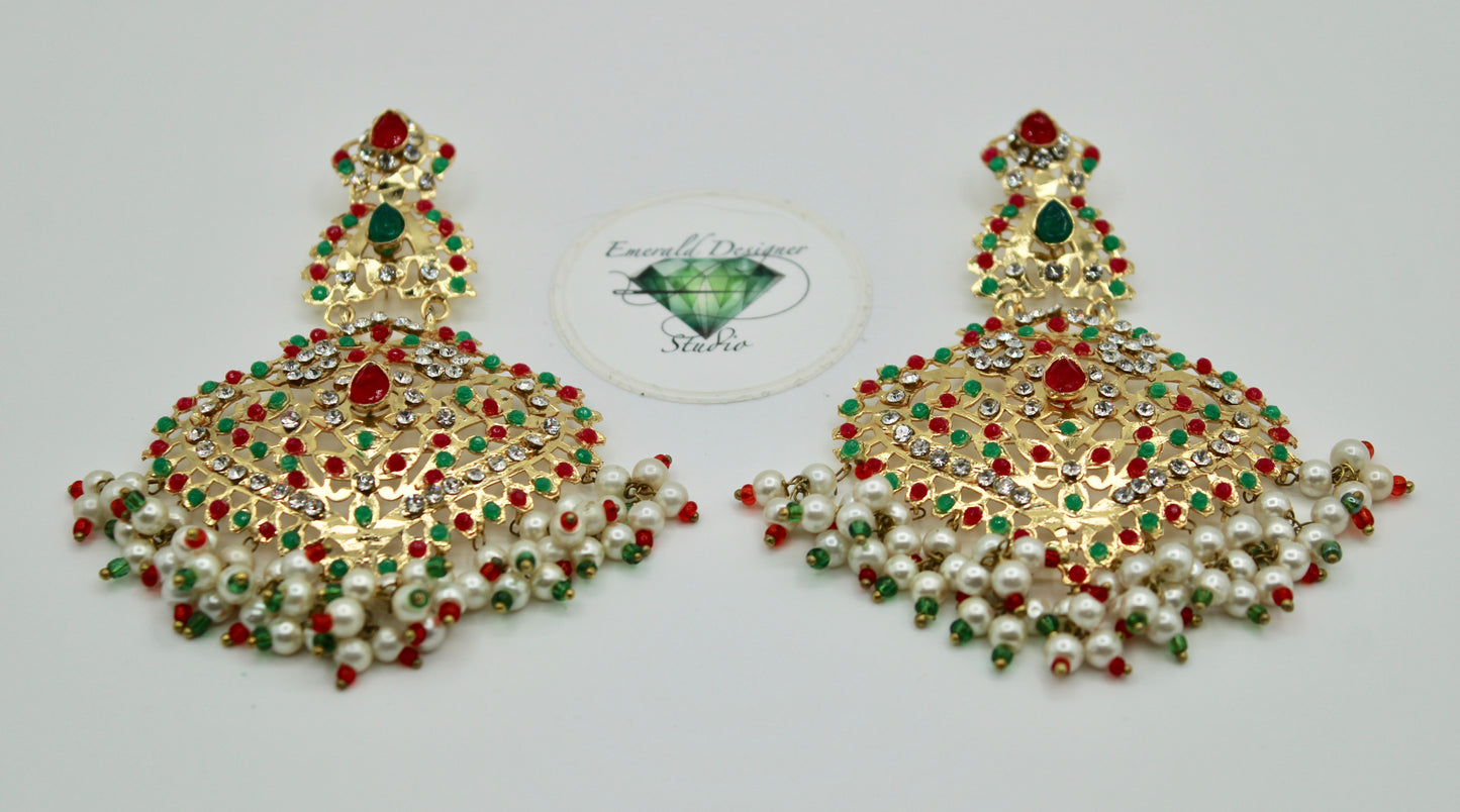 Hyderabadi Nauratan Earrings - E1296