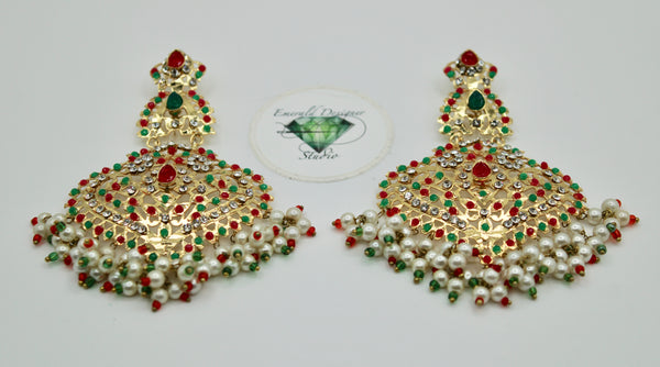 Hyderabadi Nauratan Earrings - E1296