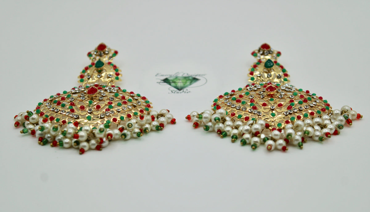 Hyderabadi Nauratan Earrings - E1296