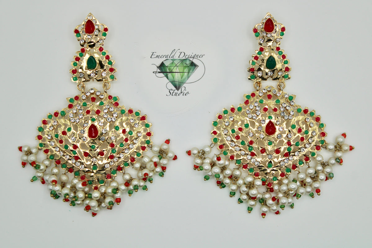 Hyderabadi Nauratan Earrings - E1296