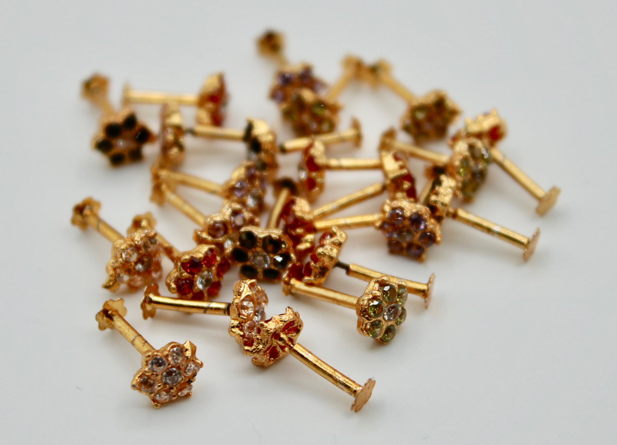 Floral Cubic Zirconia Nose Pin - E1625