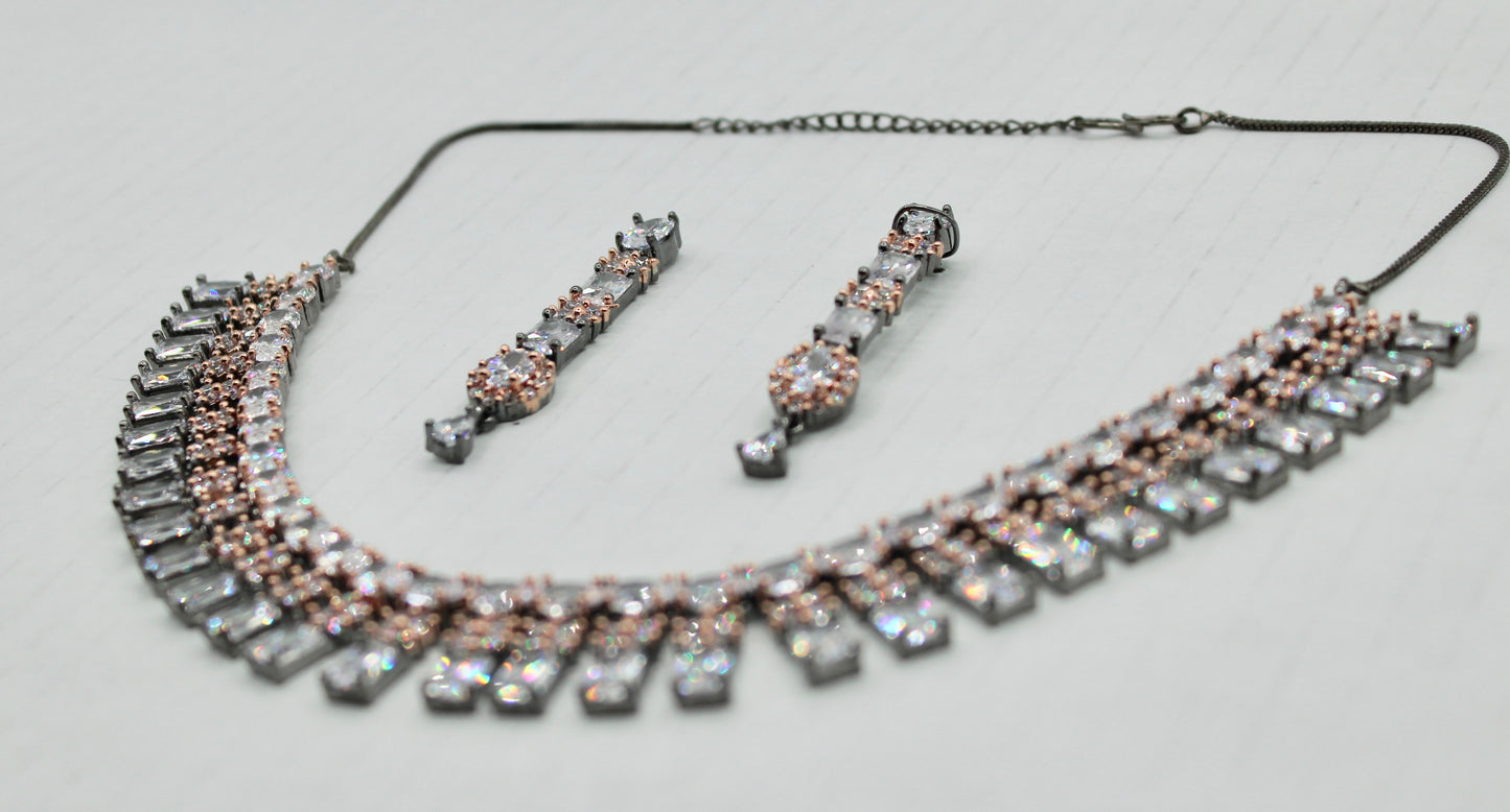 Princess-Cut Cubic Zirconia Necklace Set - E852