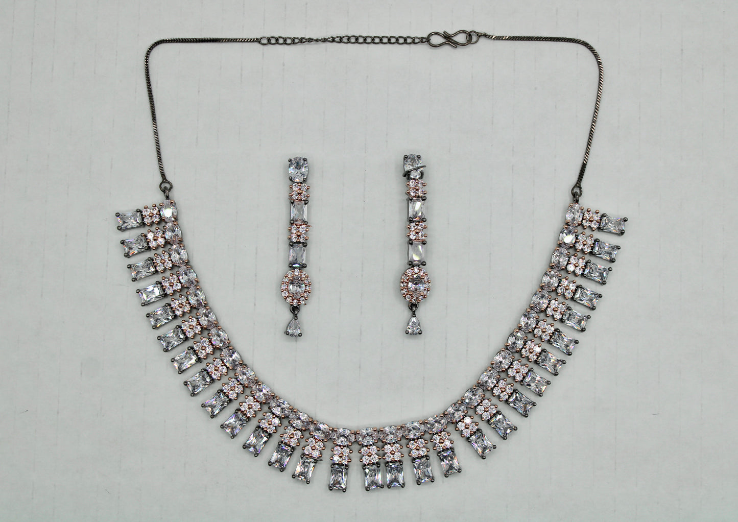 Princess-Cut Cubic Zirconia Necklace Set - E852