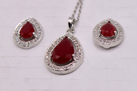 Pear-Cut Cubic Zirconia Pendant Set - E862