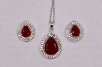 Pear-Cut Cubic Zirconia Pendant Set - E862