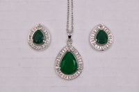 Pear-Cut Cubic Zirconia Pendant Set - E862