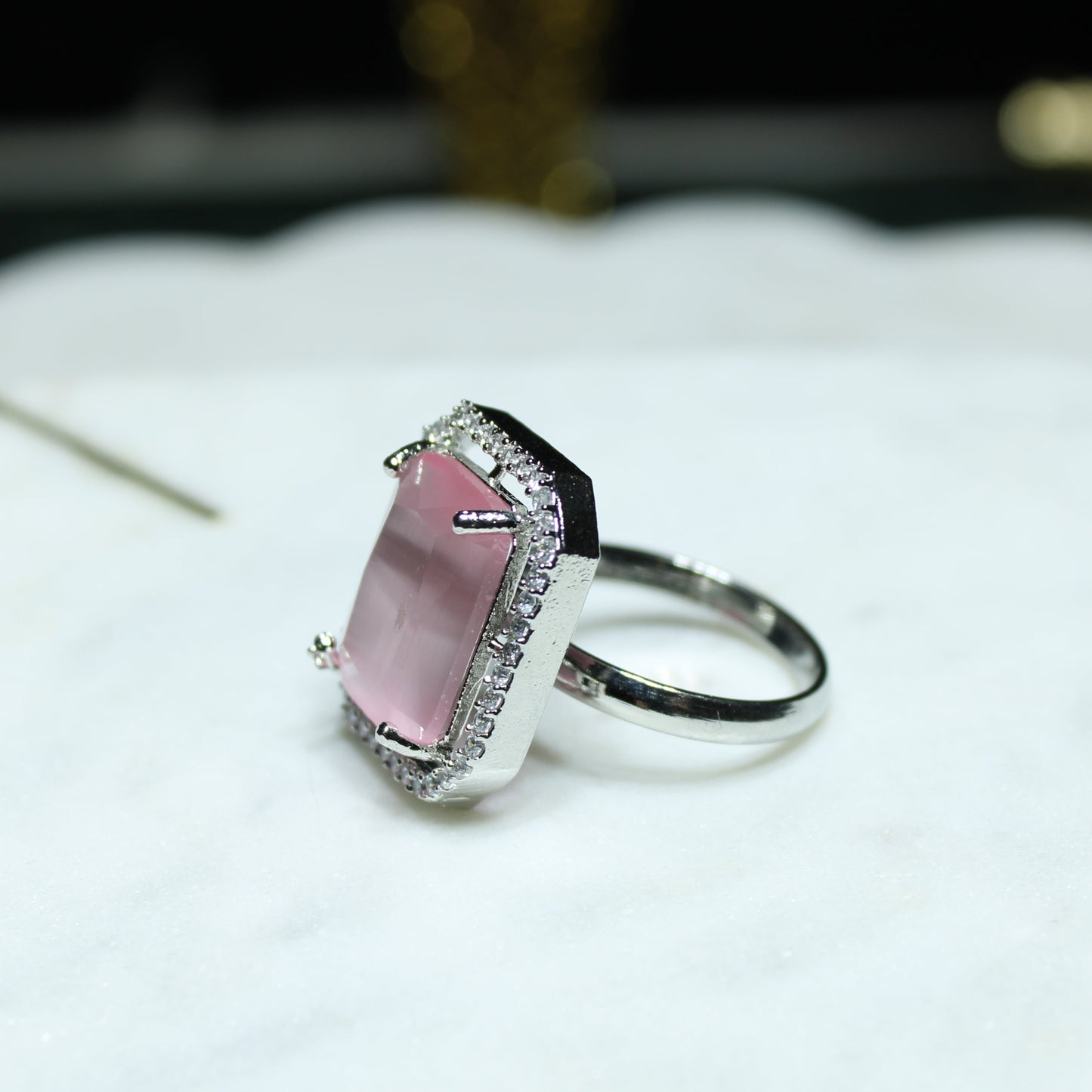Emerald-Cut Cubic Zirconia Statement Ring - E811