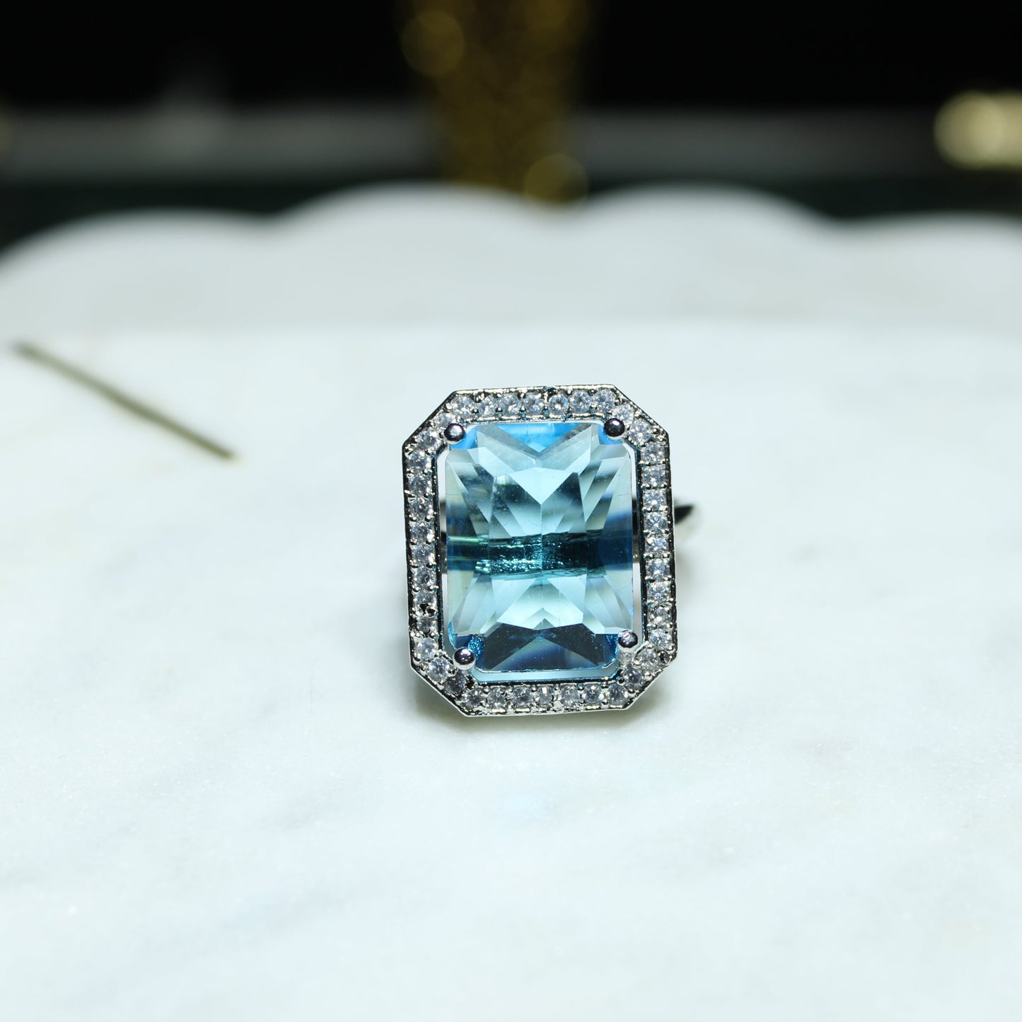 Emerald-Cut Cubic Zirconia Statement Ring - E811