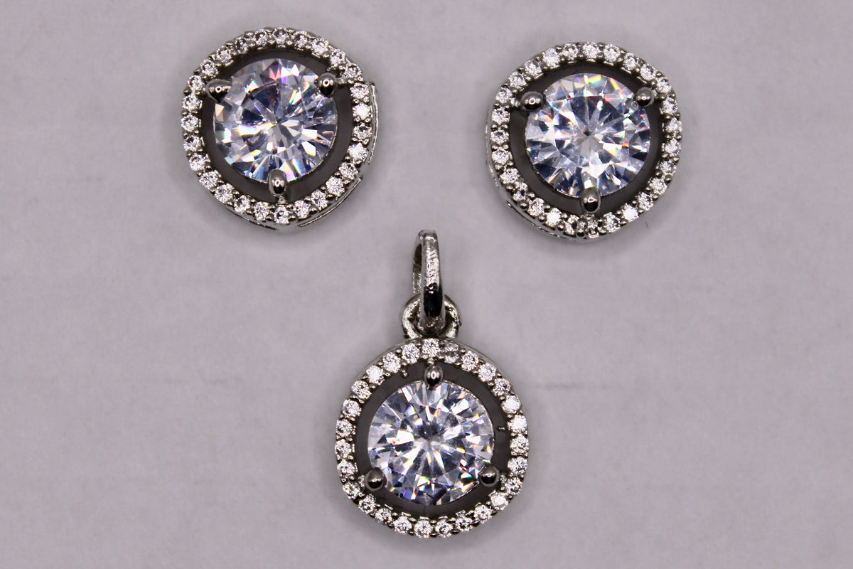 Cubic Zirconia Pendant Set - E874