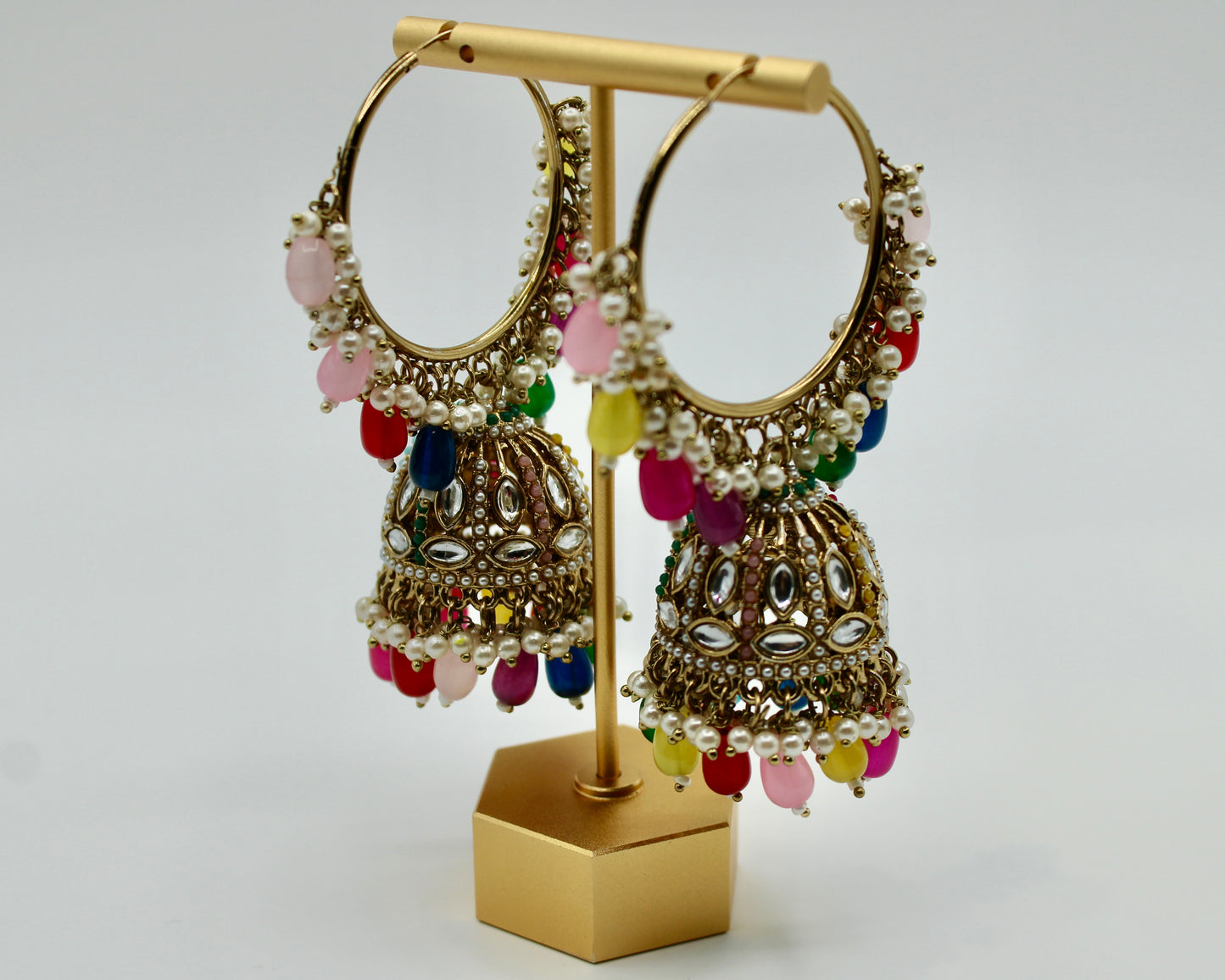 Faux Kundan Baali Jhumka Set - E7014