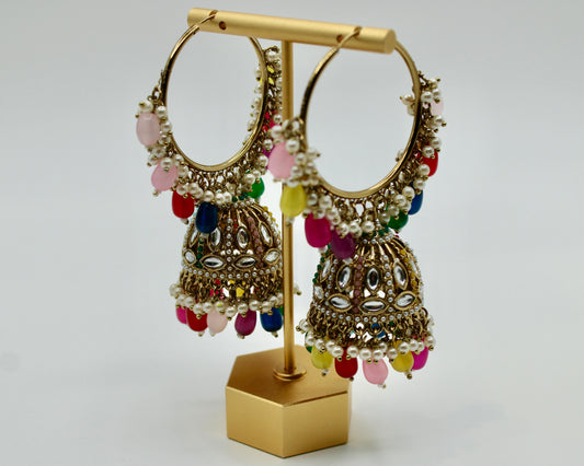 Faux Kundan Baali Jhumka Set - E7014
