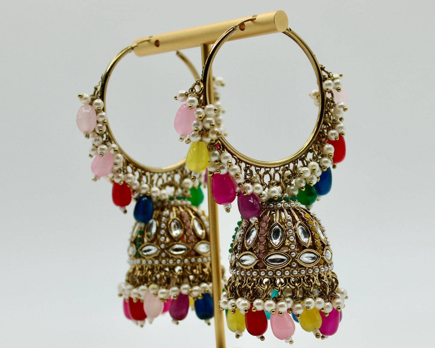 Faux Kundan Baali Jhumka Set - E7014