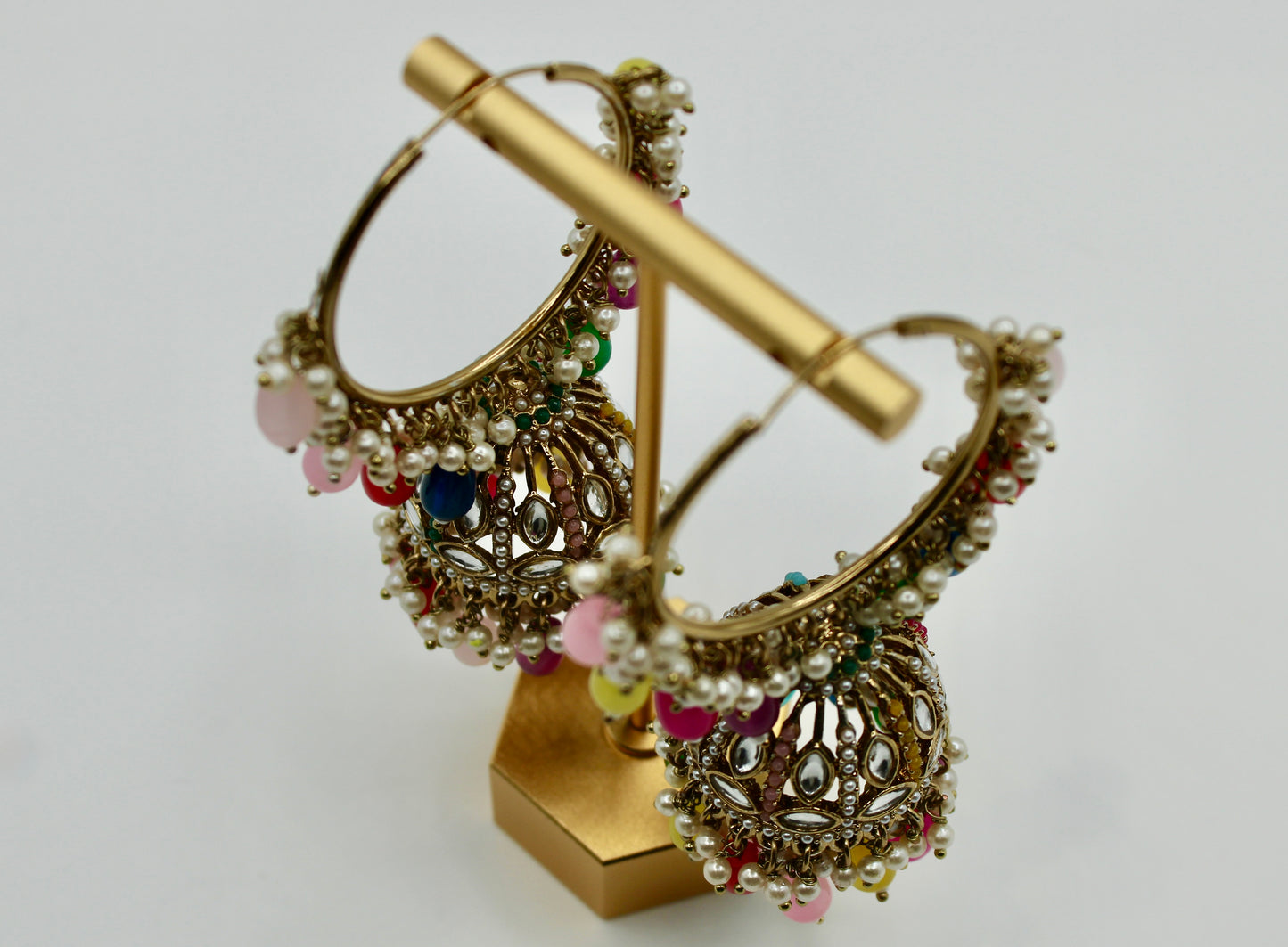 Faux Kundan Baali Jhumka Set - E7014