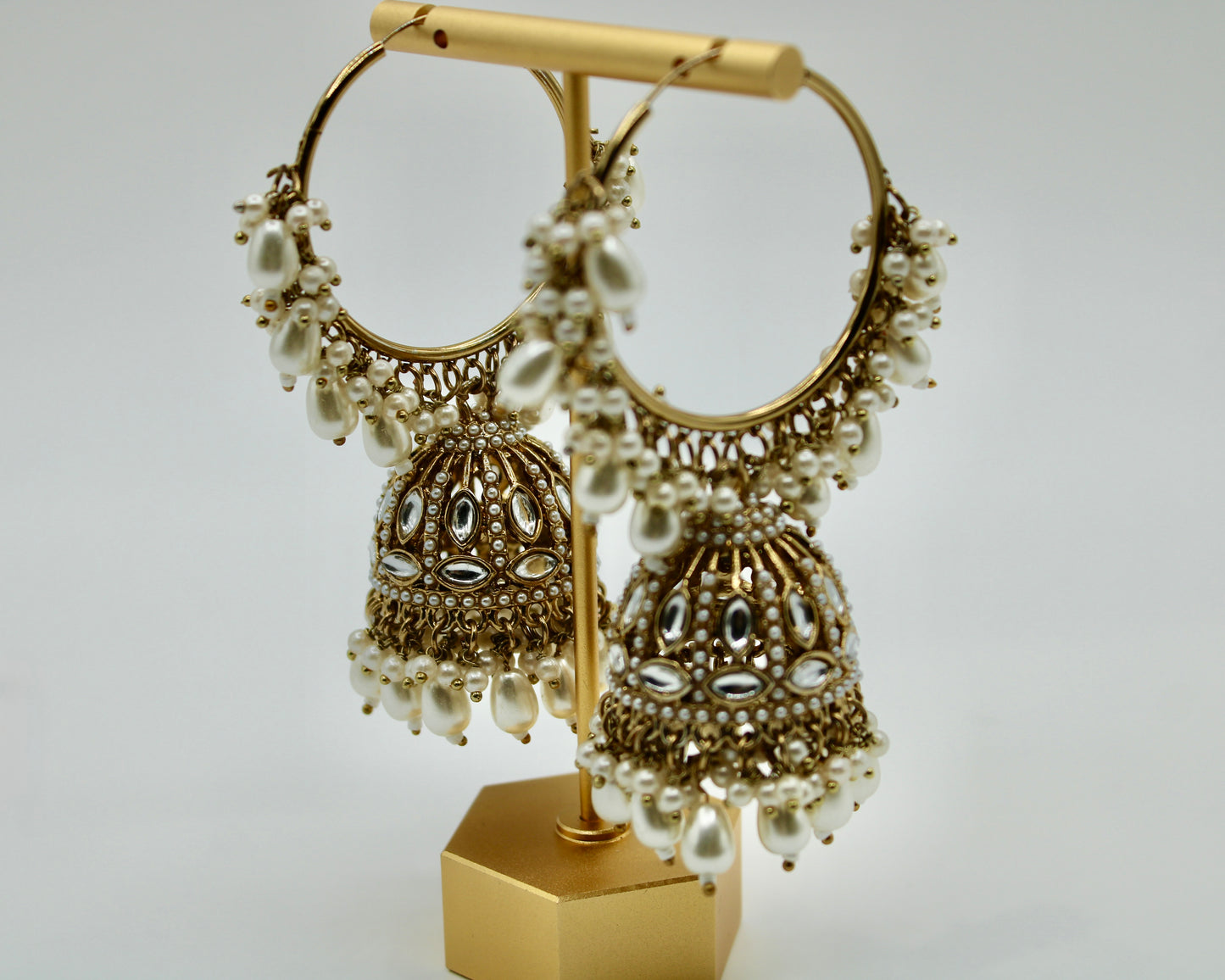 Faux Kundan Baali Jhumka Set - E7014