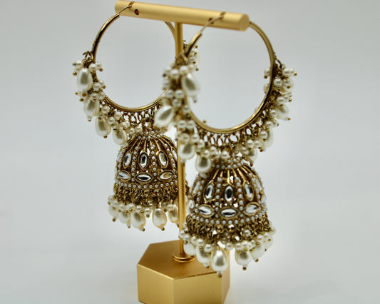 Faux Kundan Baali Jhumka Set - E7014