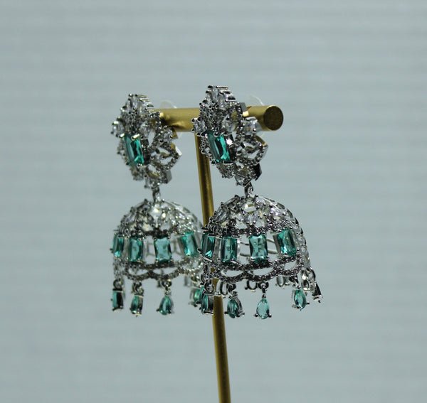 Floral Cubic Zirconia Jhumki Set - E824