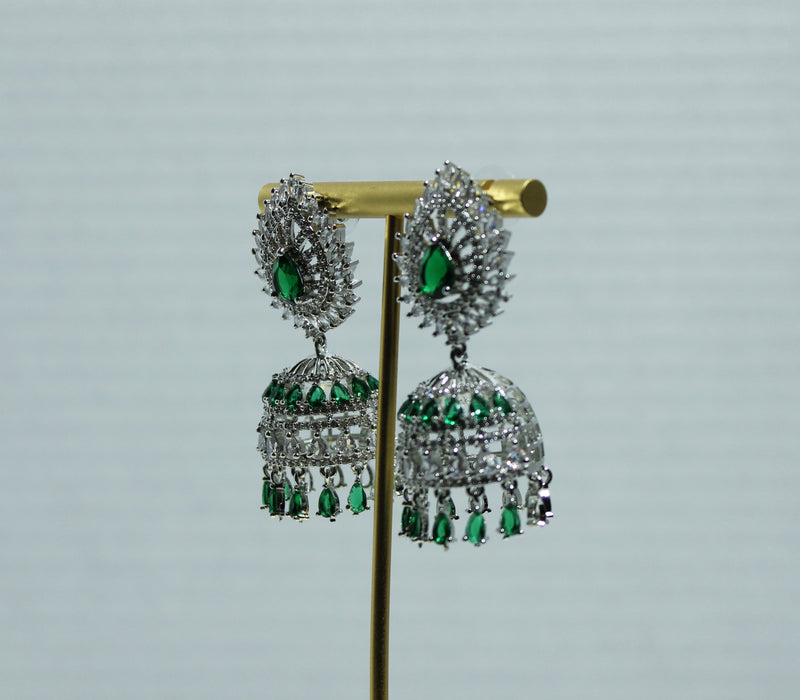 Pear-Cut Cubic Zirconia Jhumki Set - E826