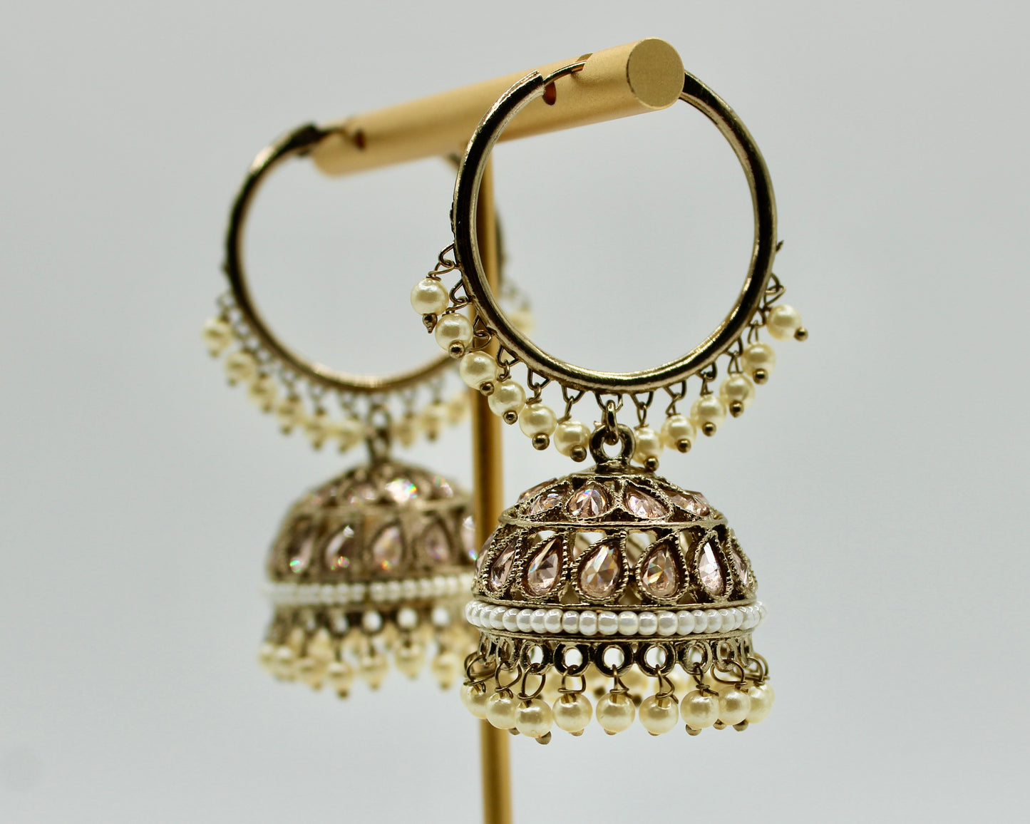 Traditional Baali Jhumka Set with Faux Pearls - E7009