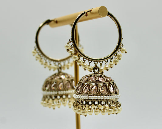 Traditional Baali Jhumka Set with Faux Pearls - E7009