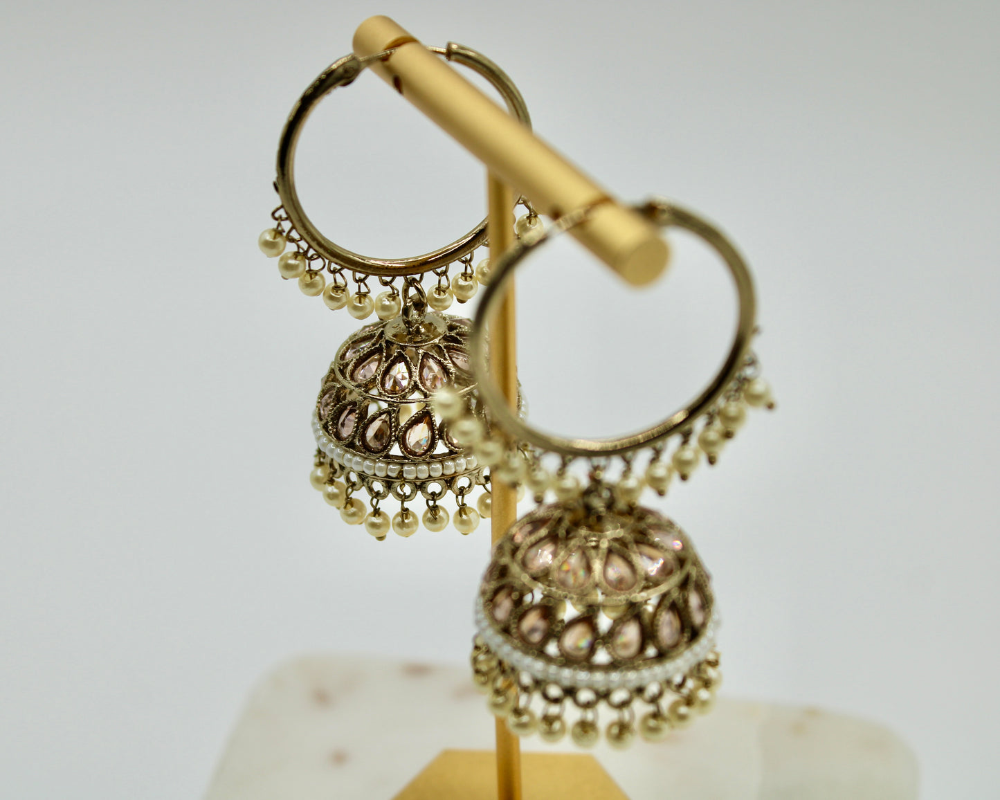Traditional Baali Jhumka Set with Faux Pearls - E7009