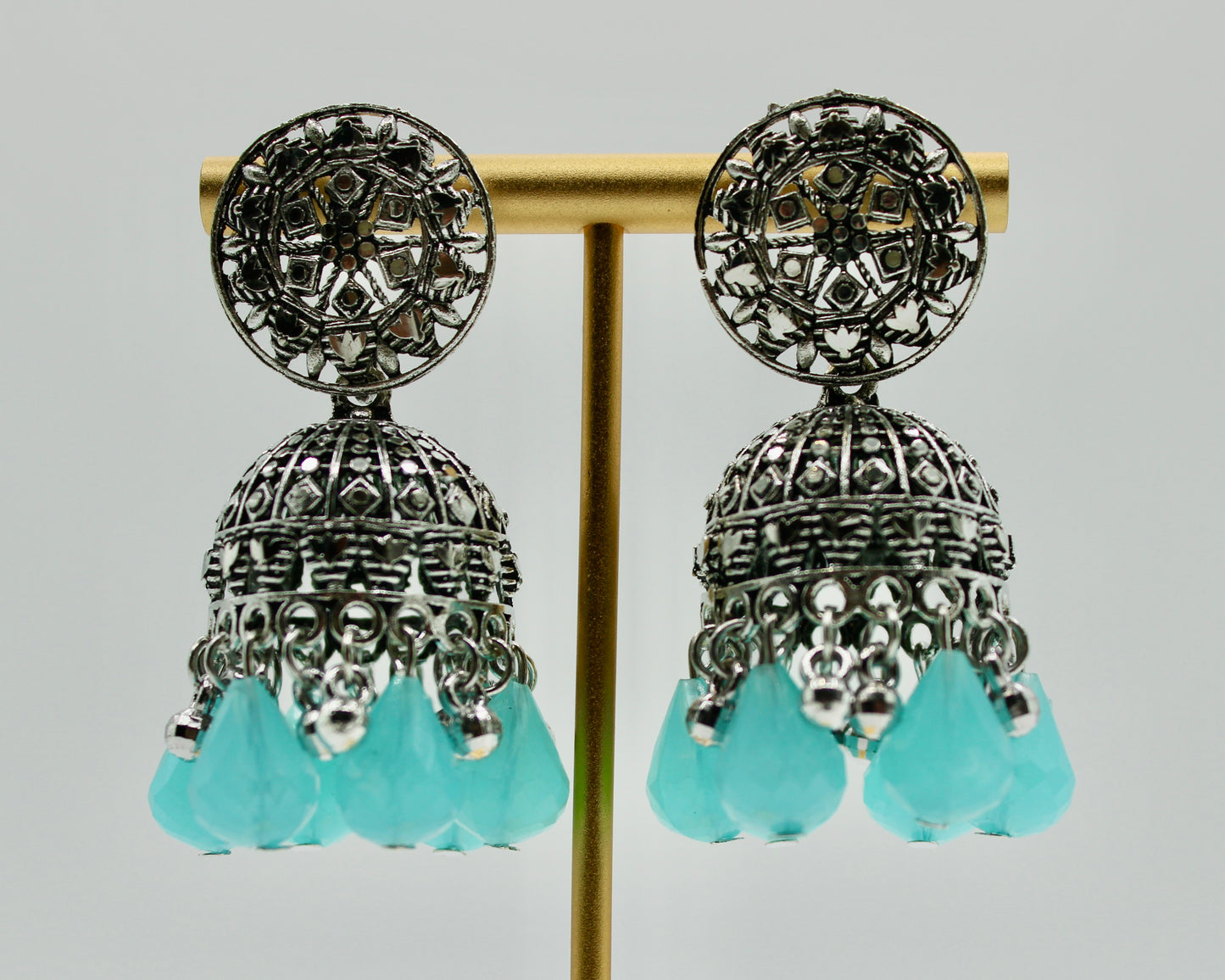 Acrylic Bead and Ghungroo Jhumki Set - E7004