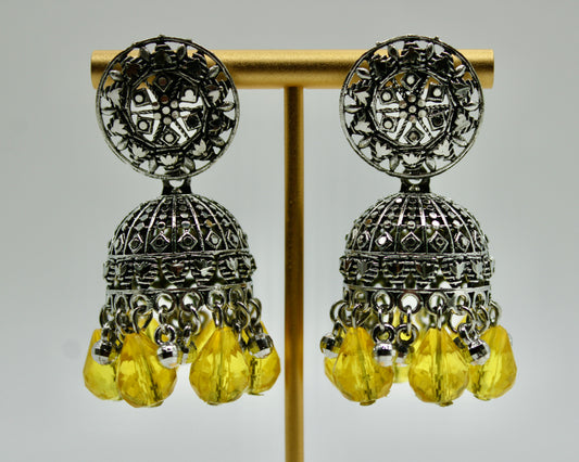 Acrylic Bead and Ghungroo Jhumki Set - E7004