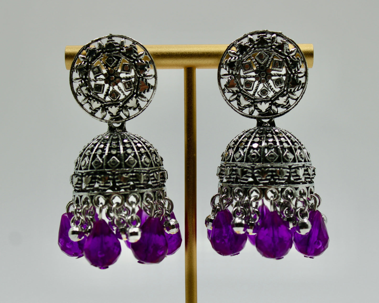 Acrylic Bead and Ghungroo Jhumki Set - E7004