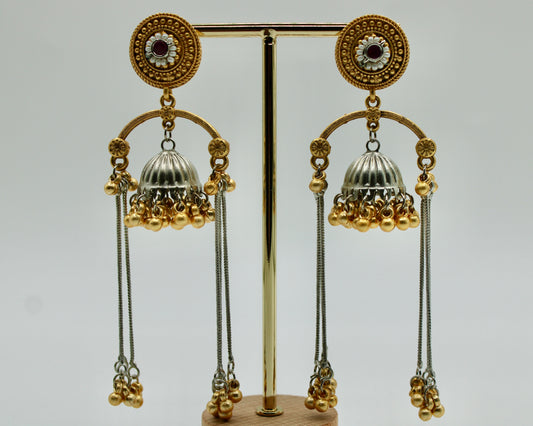 Two-Tone Ghungroo Earrings - E7021