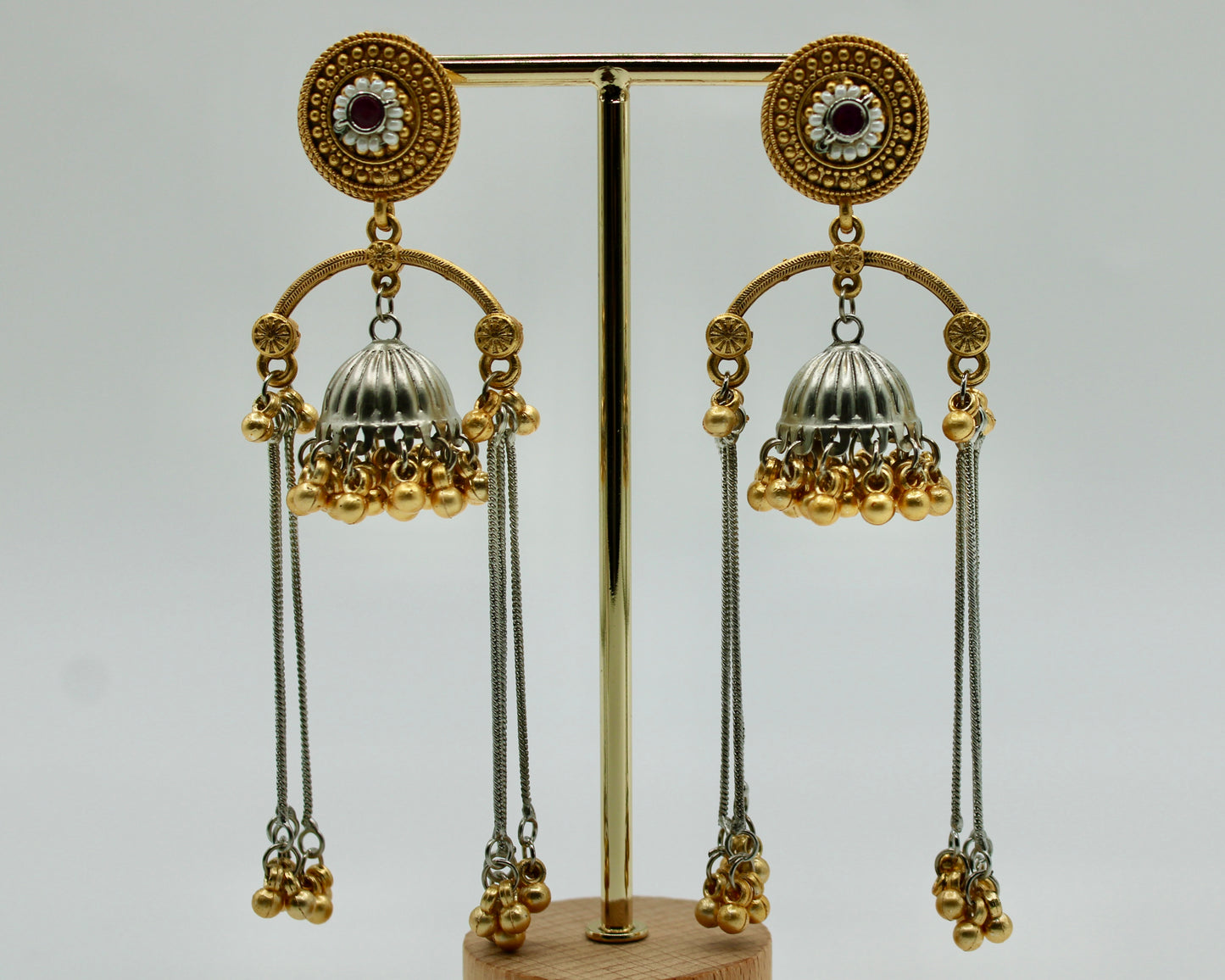 Two-Tone Ghungroo Earrings - E7021