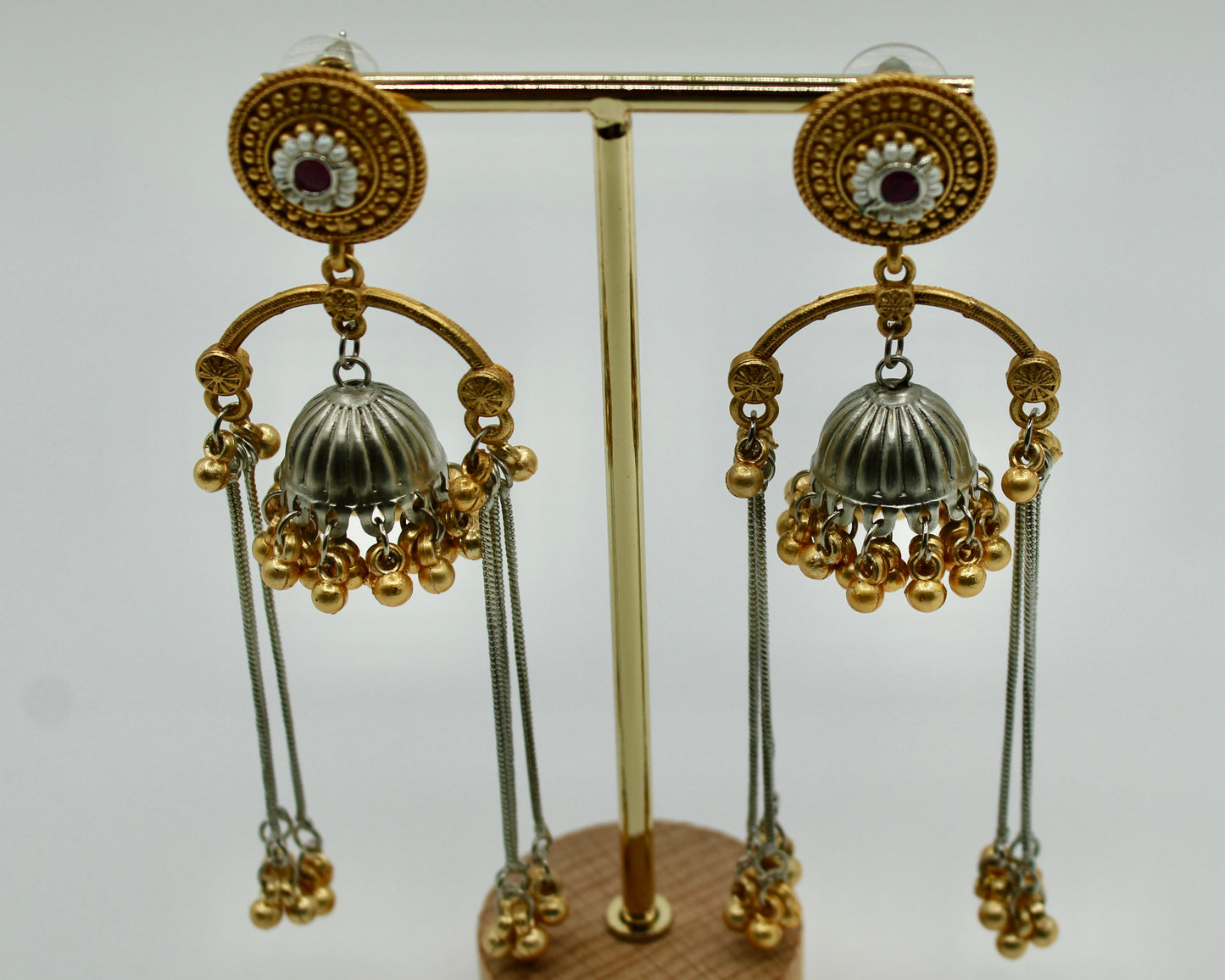 Two-Tone Ghungroo Earrings - E7021