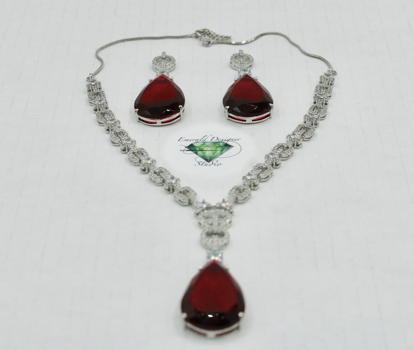 Pear-Cut Cubic Zirconia Necklace Set - E831