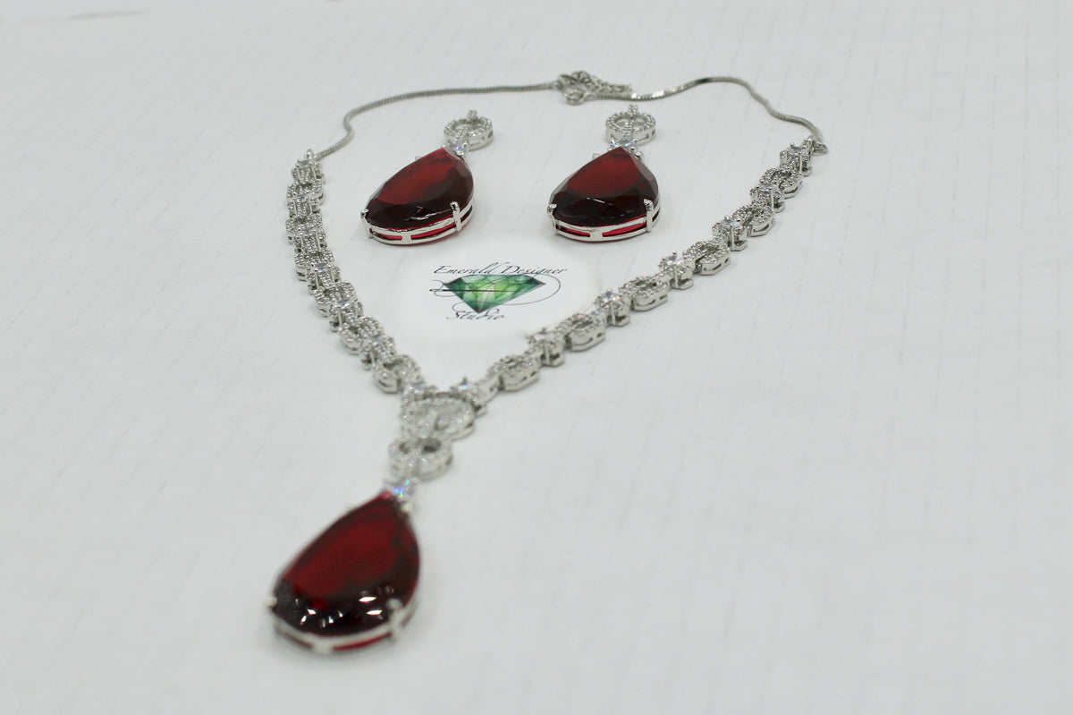 Pear-Cut Cubic Zirconia Necklace Set - E831