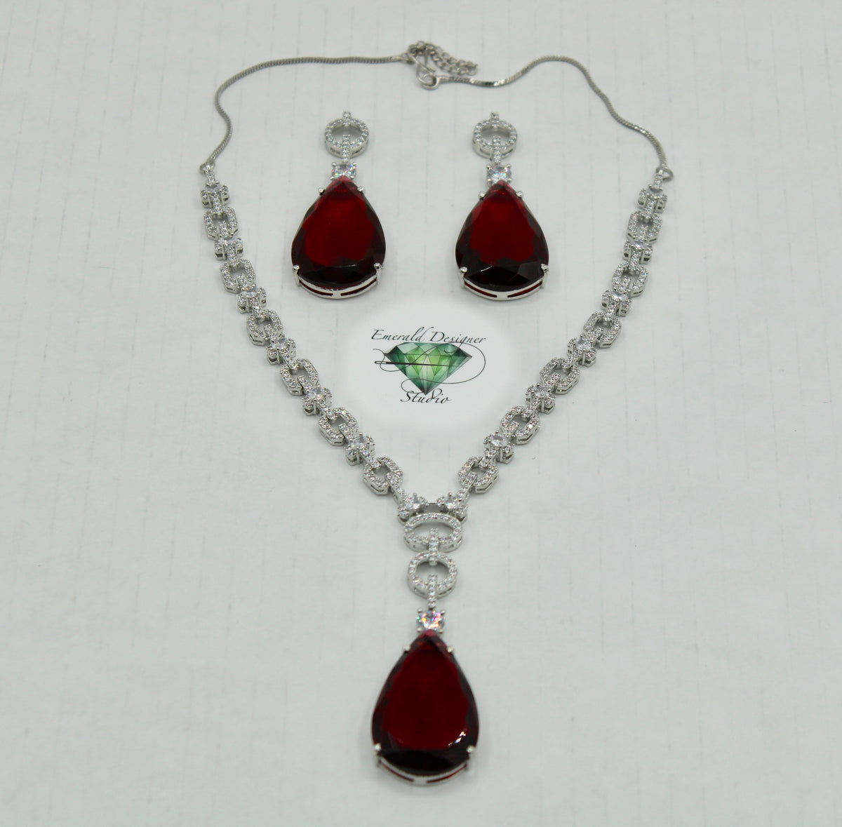 Pear-Cut Cubic Zirconia Necklace Set - E831