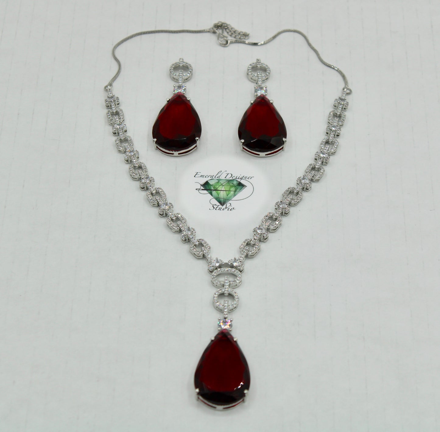 Pear-Cut Cubic Zirconia Necklace Set - E831
