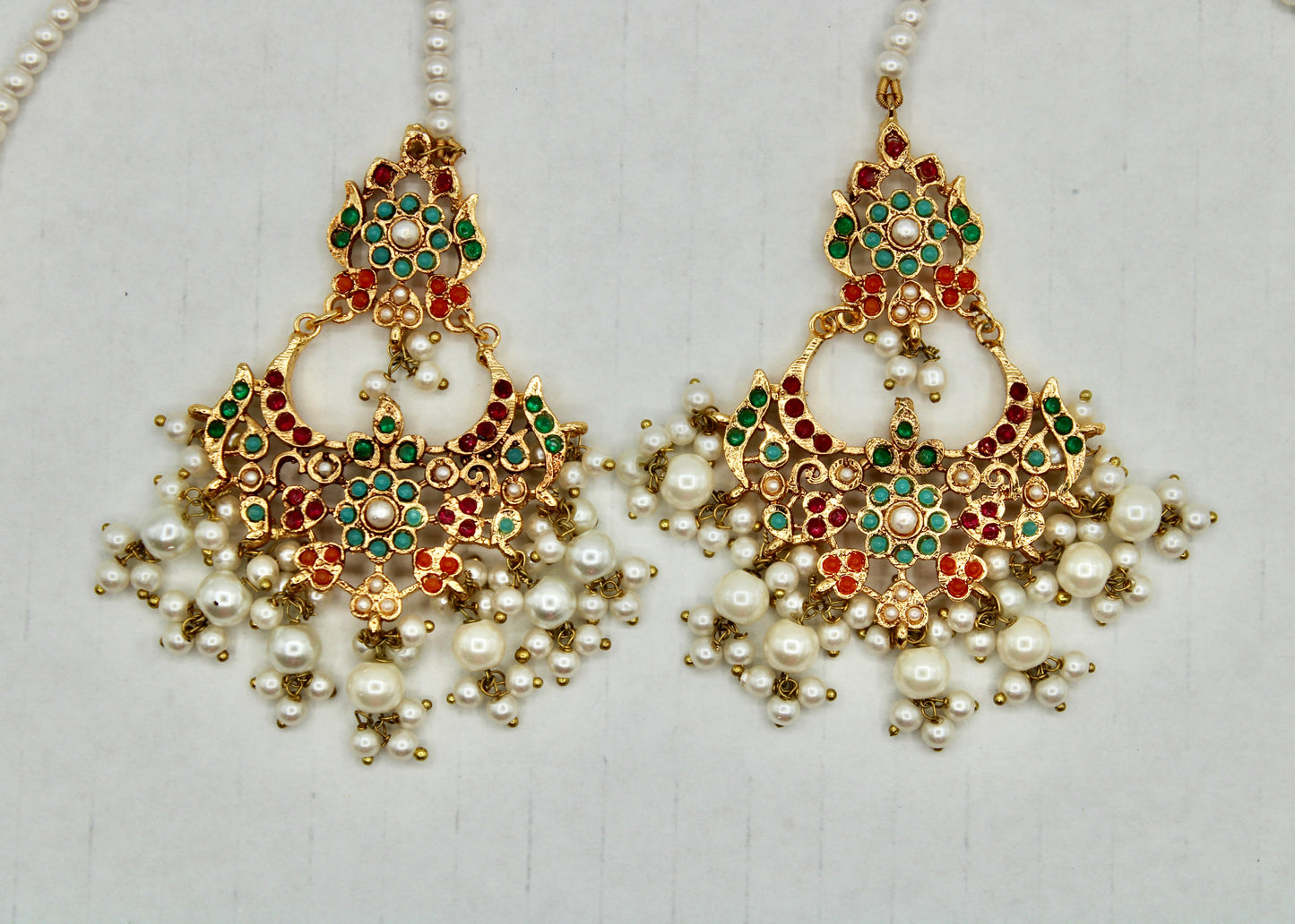 Semi-Precious Hyderabadi Earrings - E7035