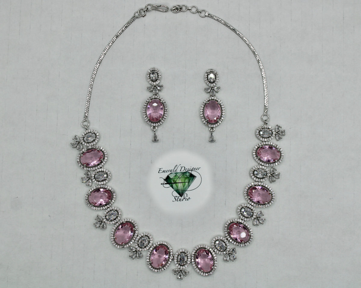 Oval-Cut Cubic Zirconia Necklace Set - E800