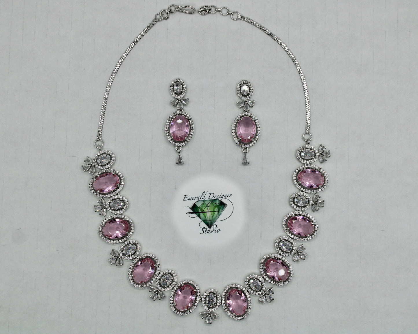 Oval-Cut Cubic Zirconia Necklace Set - E800